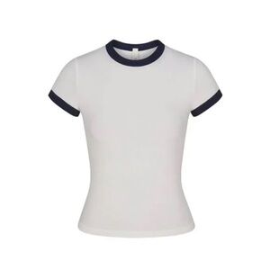 Skims Soft Lounge Baby Tee in Marble Multi, Size Small